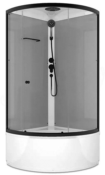 Душевая кабина Domani-Spa Simple high (DS01Sm99HGrCl00.Gt -V1.2-Black) 90x90 прозрачное стекло / серые стенки / профиль графит с крышей